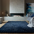 Hoogpolig Vloerkleed - Waffle - Navy Blauw