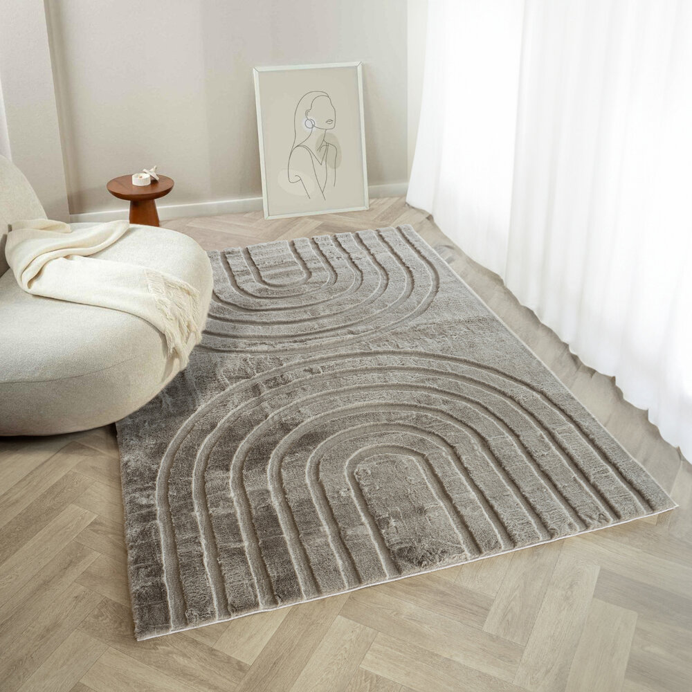 Zacht hoogpolig vloerkleed - Bohemian Arches Taupe Zacht hoogpolig vloerkleed - Bohemian Arches Taupe