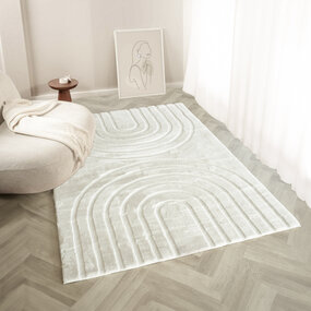 Zacht hoogpolig vloerkleed - Bohemian Arches Crème