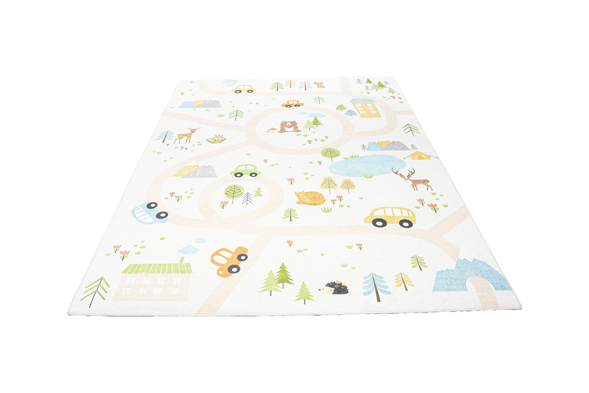 Kindervloerkleed - Happy Roads Beige/Multi Kindervloerkleed - Happy Roads Beige/Multi