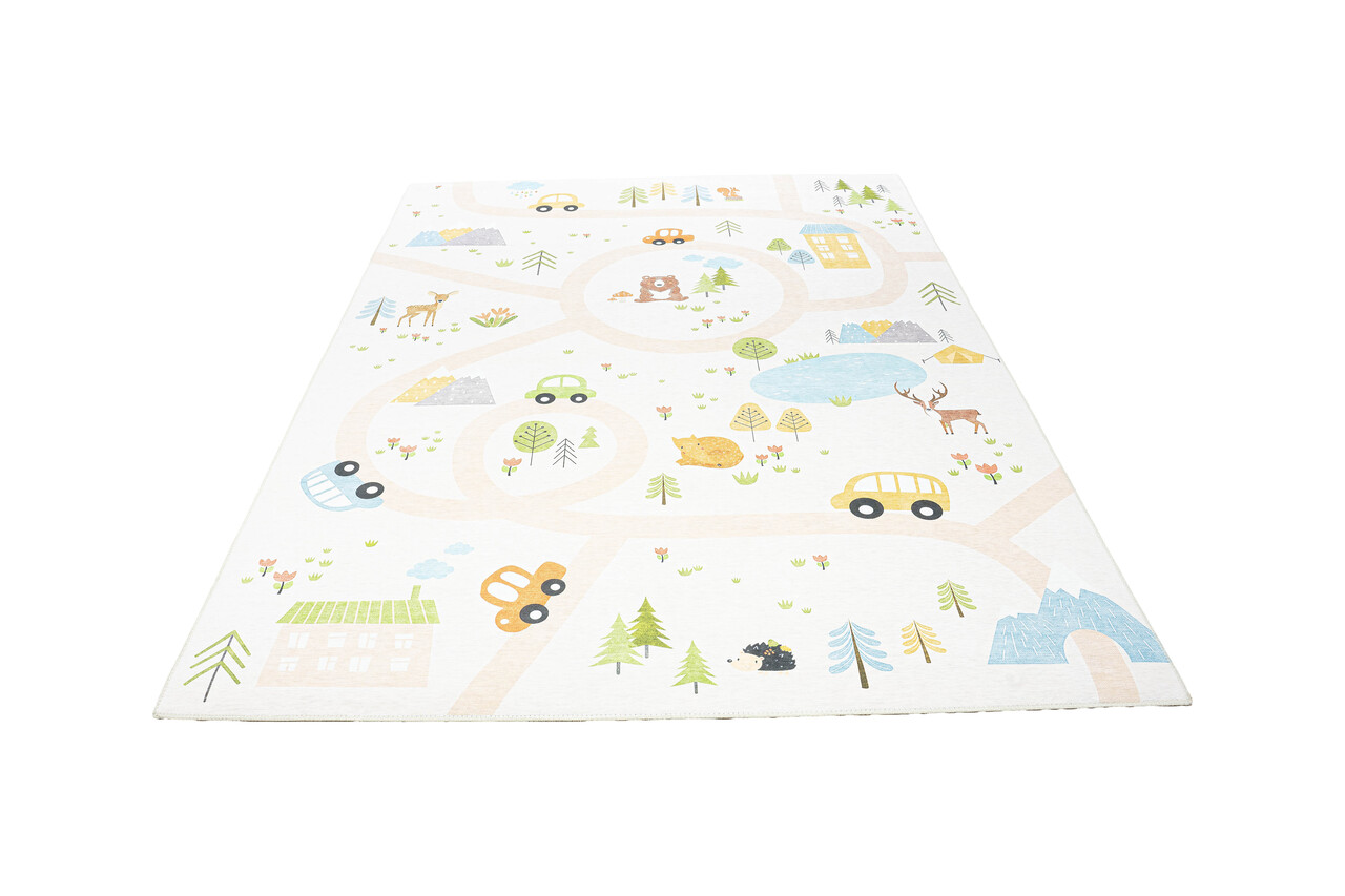 Kindervloerkleed - Happy Roads Beige/Multi Kindervloerkleed - Happy Roads Beige/Multi