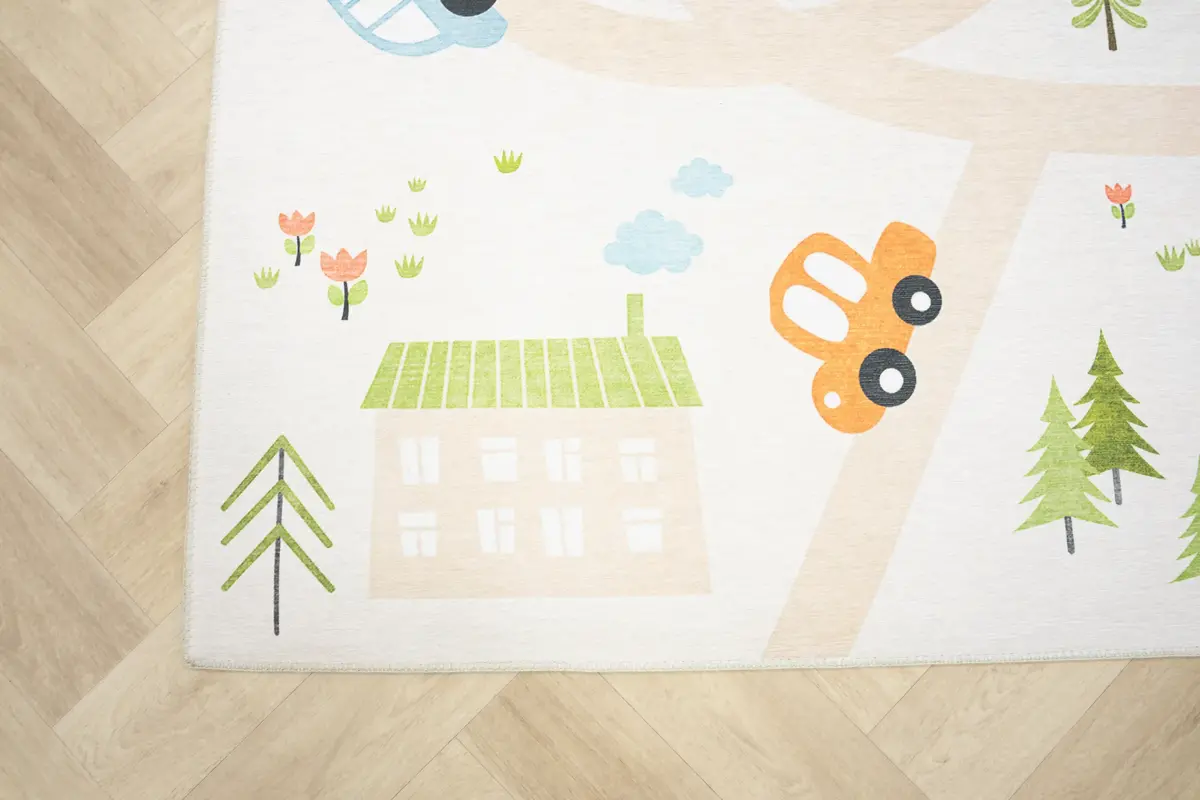 Kindervloerkleed - Happy Roads Beige/Multi Kindervloerkleed - Happy Roads Beige/Multi