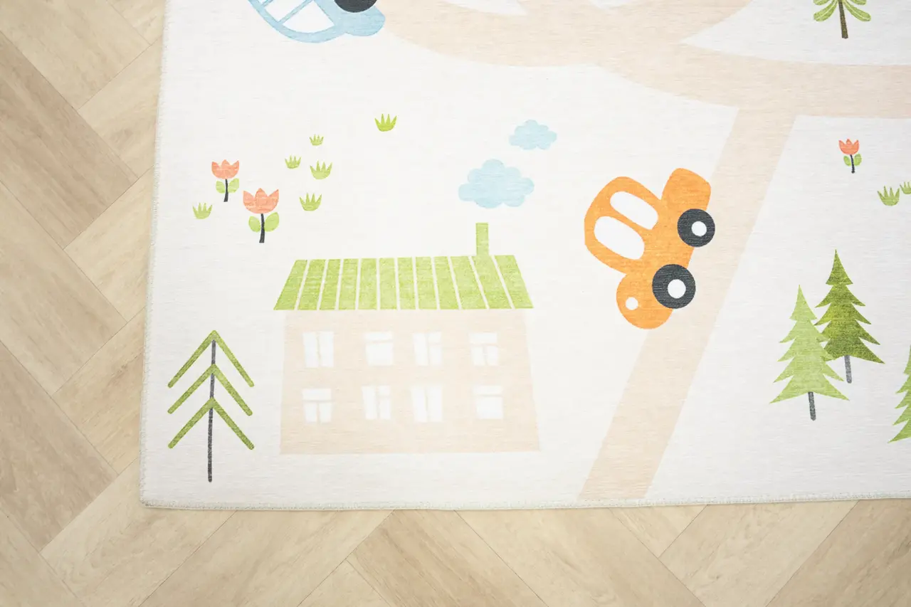 Kindervloerkleed - Happy Roads Beige/Multi Kindervloerkleed - Happy Roads Beige/Multi