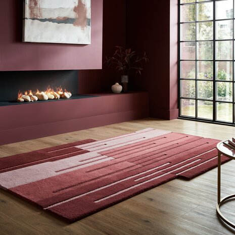 Abstract vloerkleed - Split Omre Rood