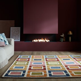 Wollen vloerkleed - Retro Blocks Kleurrijk