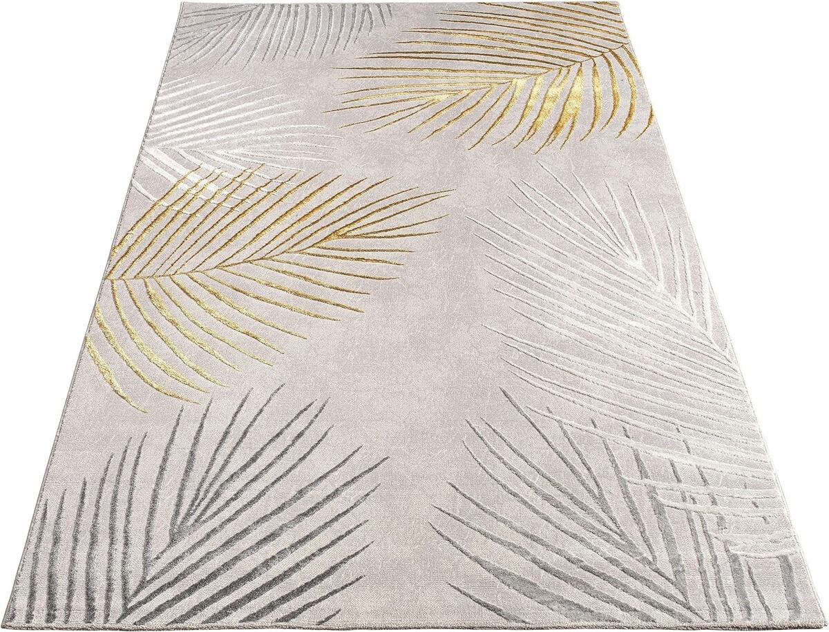 Modern vloerkleed – Evora Leaves Grijs/Goud Modern vloerkleed – Evora Leaves Grijs/Goud