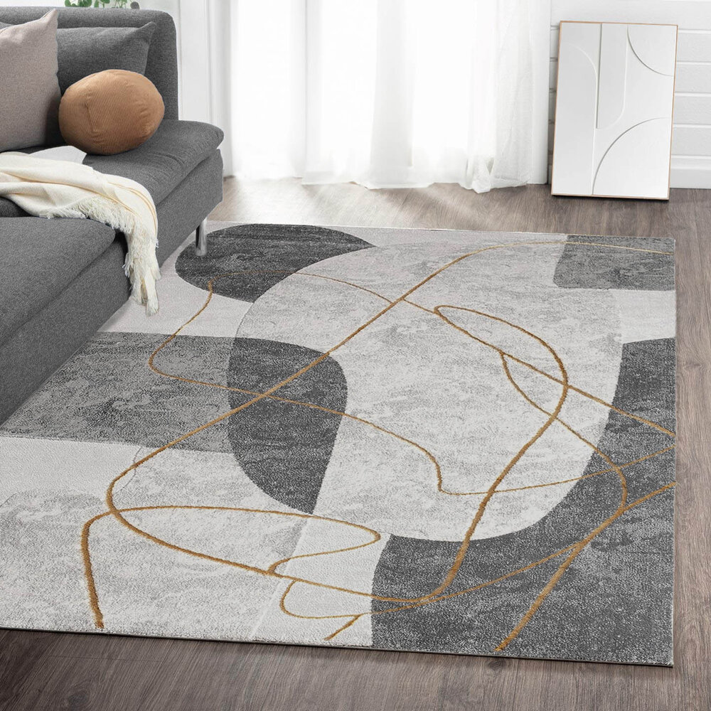 Modern vloerkleed – Evora Grijs/Goud Modern vloerkleed – Evora Grijs/Goud