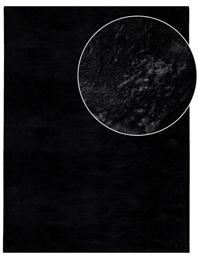 Wasbaar fluffy vloerkleed - Amalfi Zwart