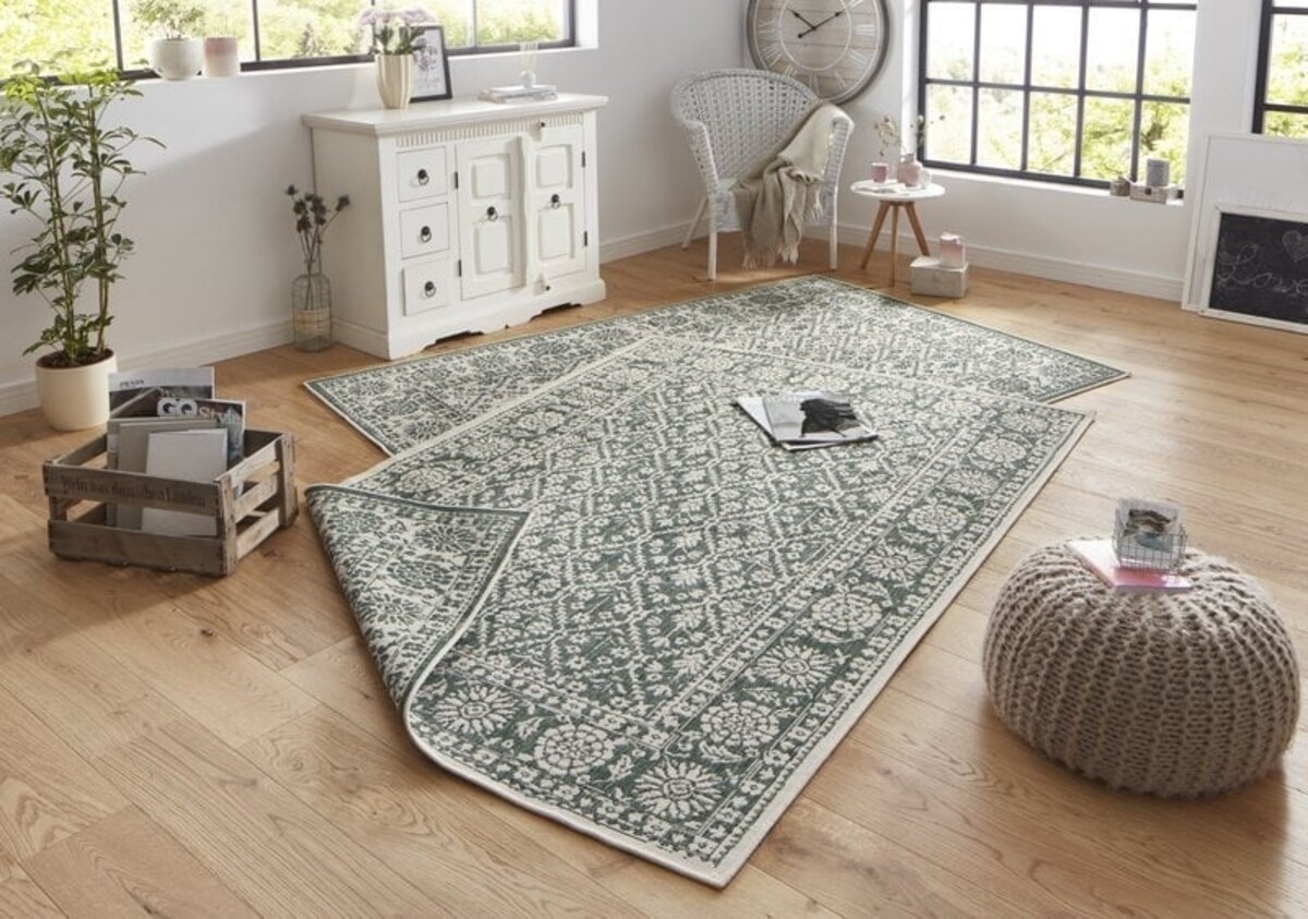 Binnen & Buiten vloerkleed - Curacao Groen/Crème Omkeerbaar