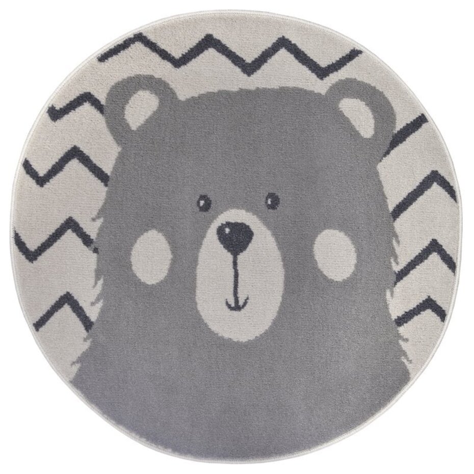 Rond Kindervloerkleed - Adventures Beer Crème/Grijs