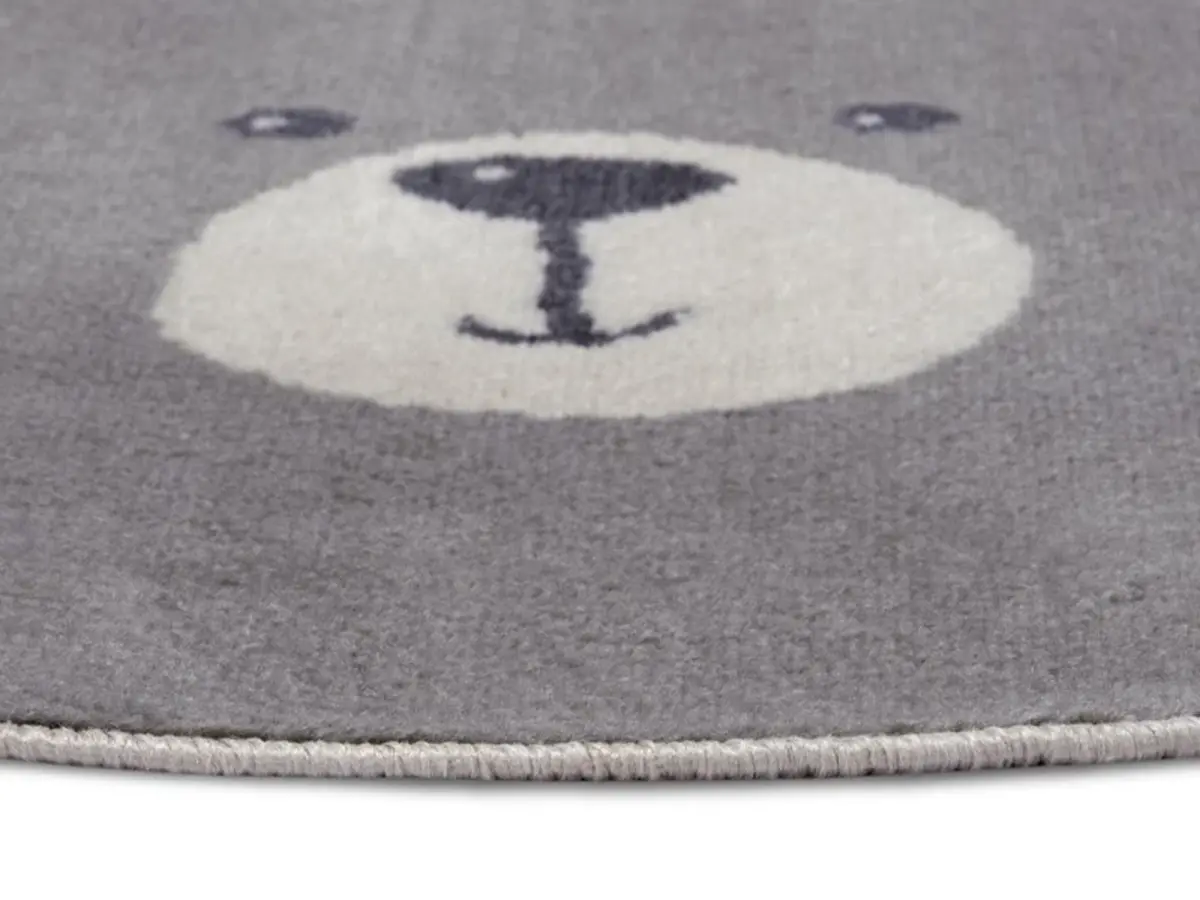Rond Kindervloerkleed - Adventures Beer Crème/Grijs