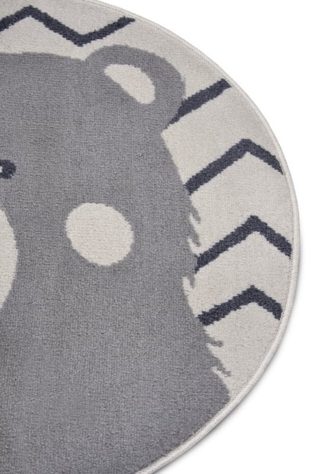 Rond Kindervloerkleed - Adventures Beer Crème/Grijs