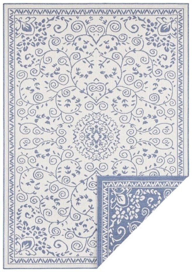 Binnen & Buitenkleed Omkeerbaar - Leyte Blauw/Crème