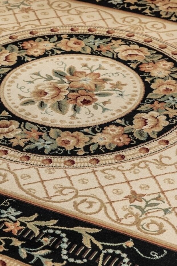 Klassiek vloerkleed - Herat Adraskan Zwart/Beige