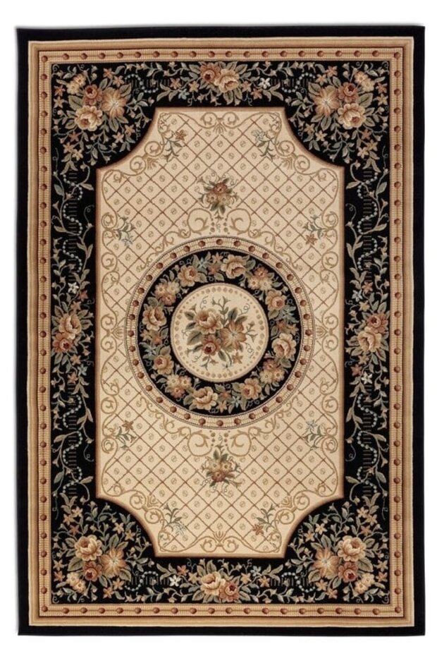 Klassiek vloerkleed - Herat Adraskan Zwart/Beige