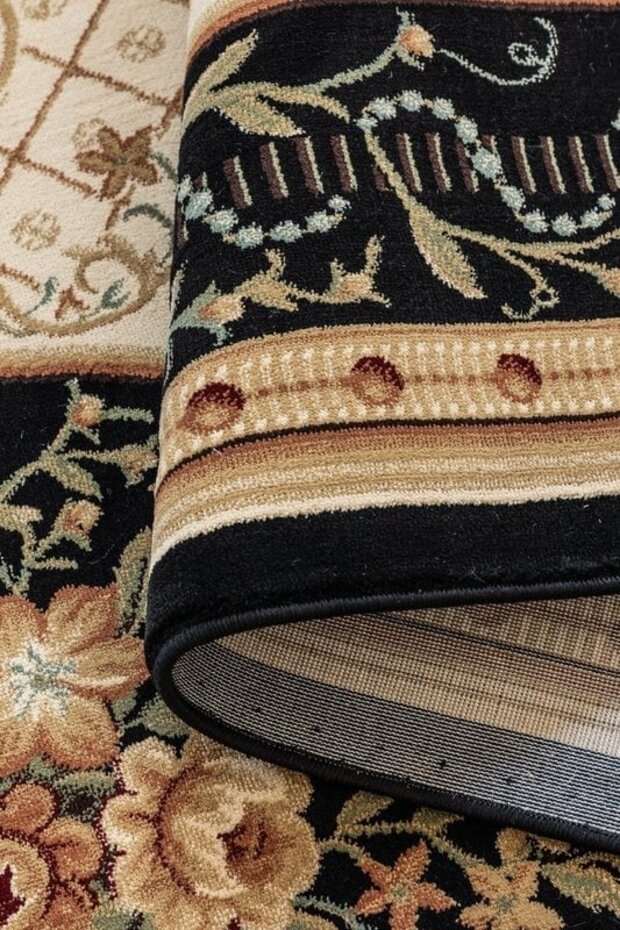 Klassiek vloerkleed - Herat Adraskan Zwart/Beige