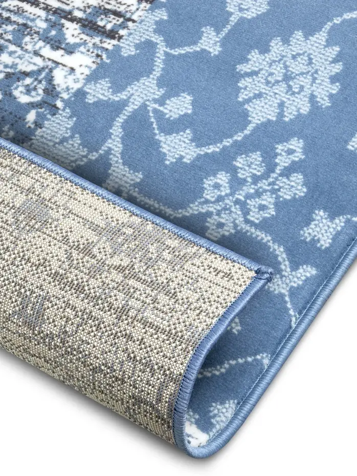 Vintage Patchwork Laagpolig vloerkleed - Gloria - Blauw Vintage Patchwork Laagpolig vloerkleed - Gloria - Blauw