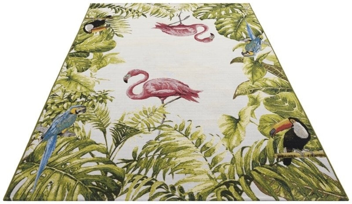 Binnen- En Buitenkleed - Tropical Flamingo & Leaves Meerkleurig