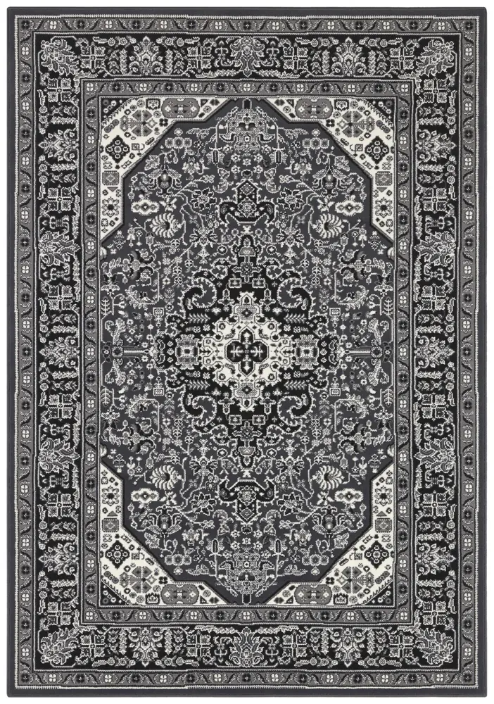 Klassiek vloerkleed - Laagpolig - Isfahan - Donkergrijs Klassiek vloerkleed - Laagpolig - Isfahan - Donkergrijs