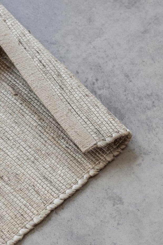Jute Wol Katoen vloerkleed - Dhaka Naturel/Crème