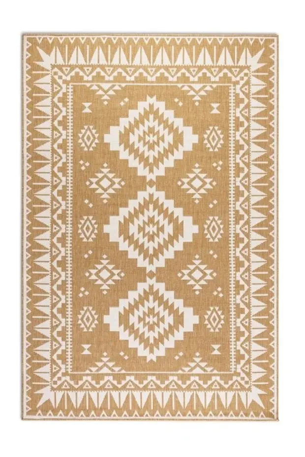 Elle Decoration - Binnen & Buitenkleed - Omkeerbaar - Gemini - Okergeel Elle Decoration - Binnen & Buitenkleed - Omkeerbaar - Gemini - Okergeel