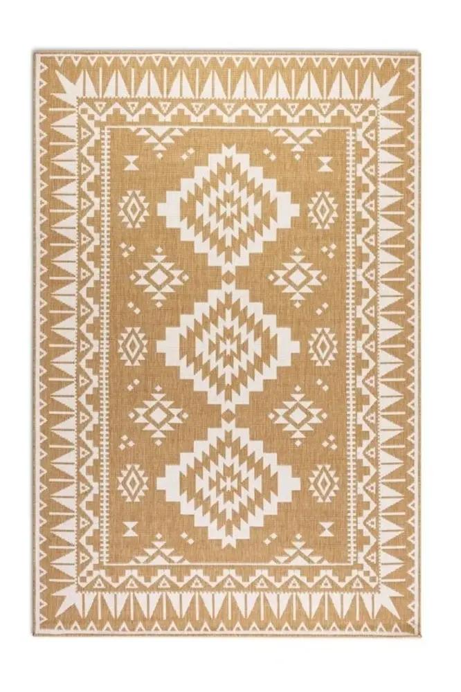 Elle Decoration - Binnen & Buitenkleed - Omkeerbaar - Gemini - Okergeel Elle Decoration - Binnen & Buitenkleed - Omkeerbaar - Gemini - Okergeel