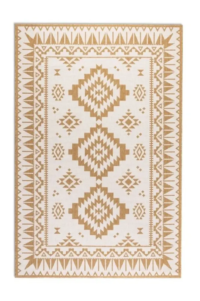 Elle Decoration - Binnen & Buitenkleed - Omkeerbaar - Gemini - Okergeel Elle Decoration - Binnen & Buitenkleed - Omkeerbaar - Gemini - Okergeel