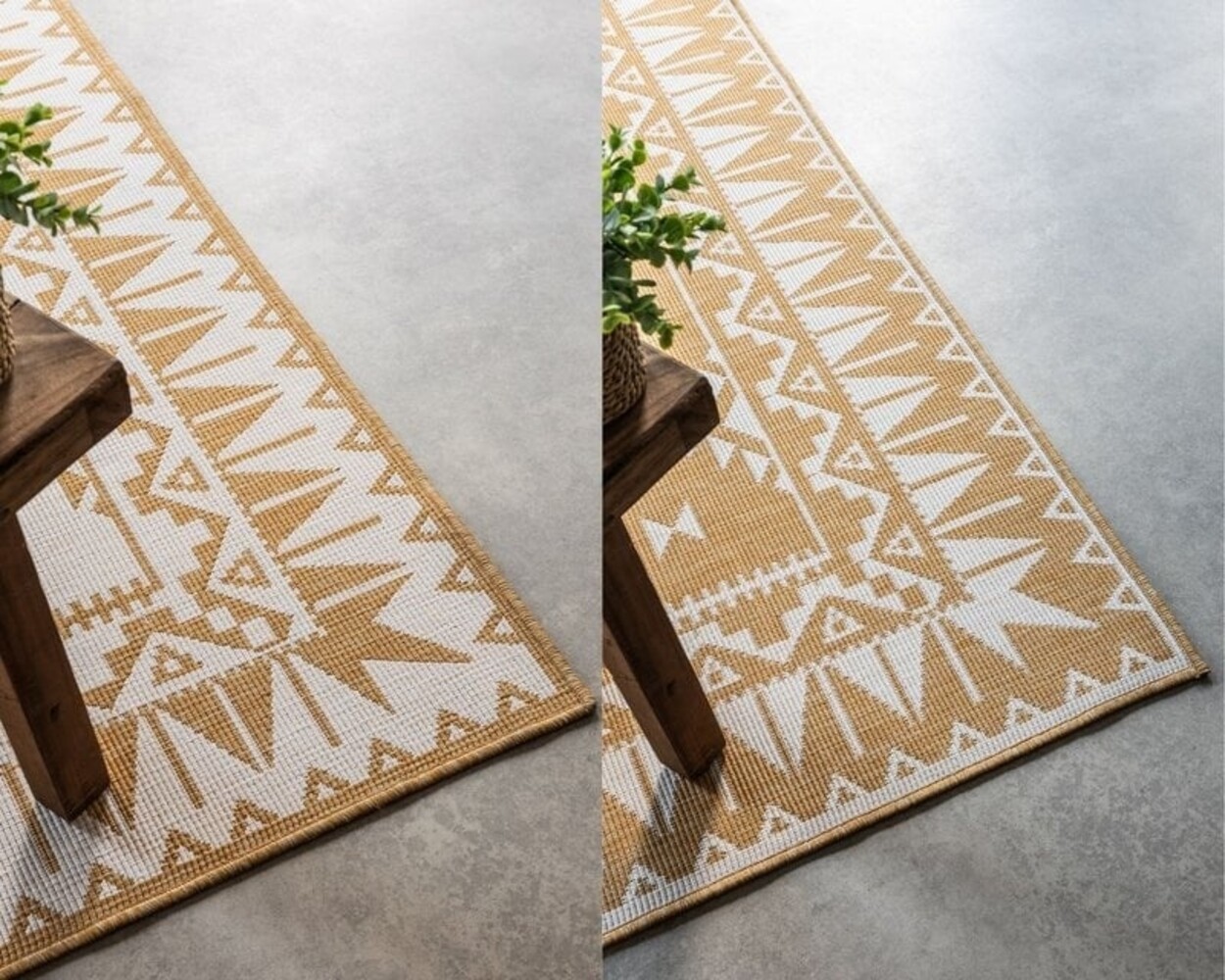 Elle Decoration - Binnen & Buitenkleed - Omkeerbaar - Gemini - Okergeel Elle Decoration - Binnen & Buitenkleed - Omkeerbaar - Gemini - Okergeel
