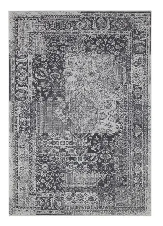 Vintage Laagpolig vloerkleed - Plume - Blauw / Grijs