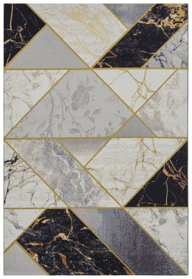 Modern Binnen- En Buitenkleed - Noble Zwart/Grijs/Goud