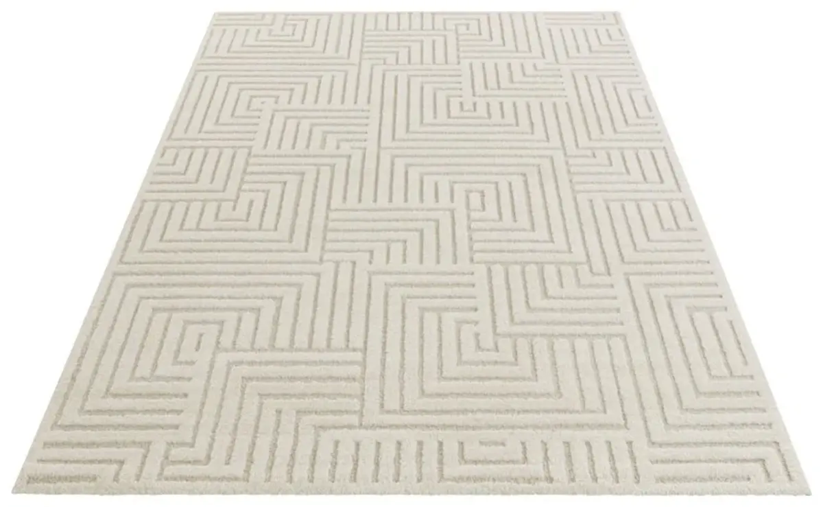 Elle Decoration - Modern Design vloerkleed - Zacht Laagpolig - 3D Effect - Crème