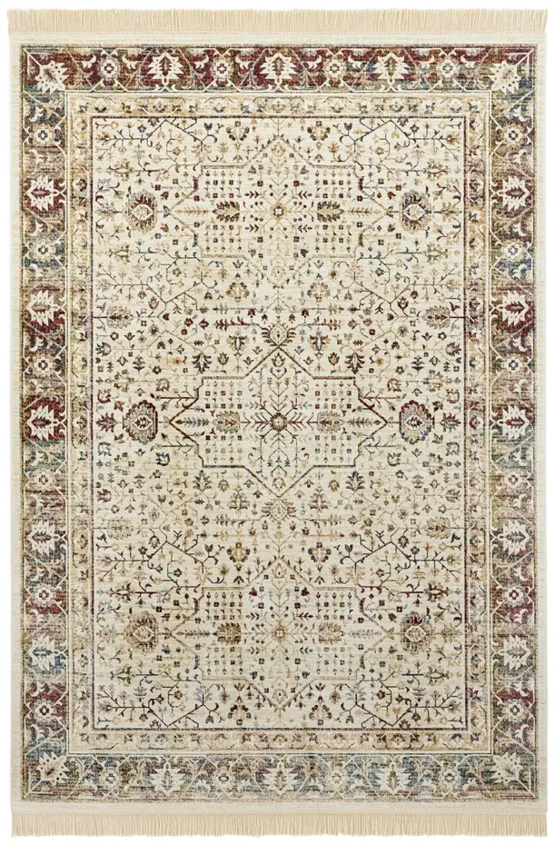 Klassiek vloerkleed - Laagpolig - Naveh - Franjes - Beige / Multi