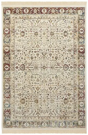 Klassiek vloerkleed - Laagpolig - Naveh - Franjes - Beige / Multi