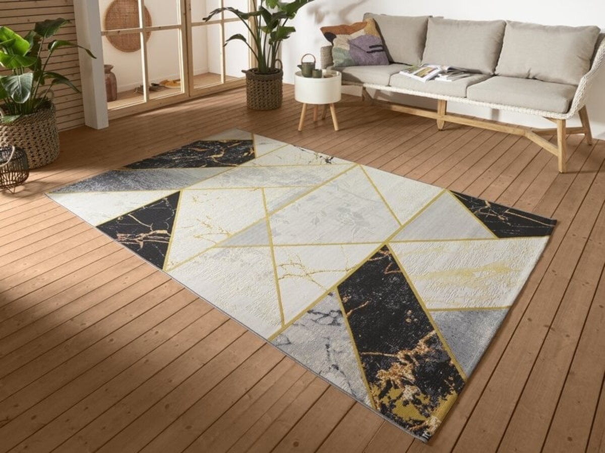 Modern Binnen- En Buitenkleed - Noble Zwart/Grijs/Goud