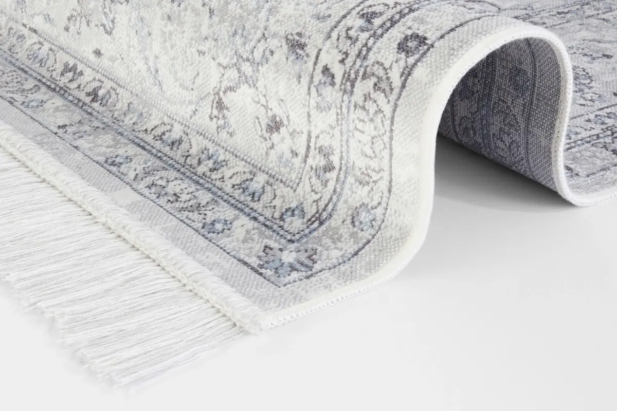 Klassiek Vintage vloerkleed - Laagpolig - Naveh - Franjes - Pastel Blauw Klassiek Vintage vloerkleed - Laagpolig - Naveh - Franjes - Pastel Blauw