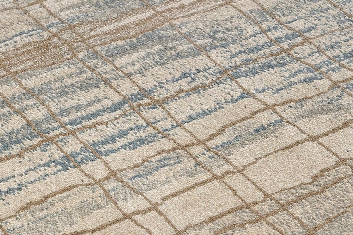 Modern vloerkleed - Jord Crème/Blauw