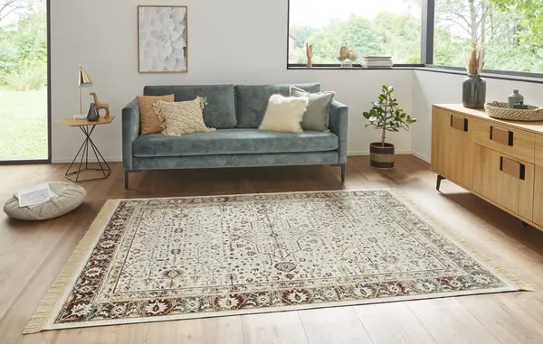 Klassiek vloerkleed - Laagpolig - Naveh - Franjes - Beige / Multi