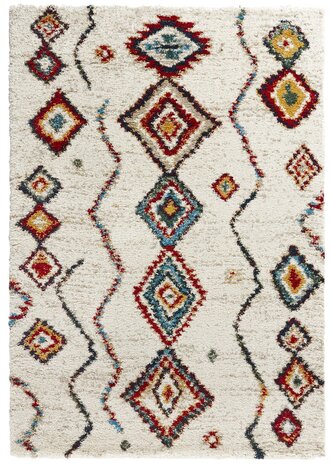 Hoogpolig vloerkleed - Nomadic Bohemian Crème/Multi