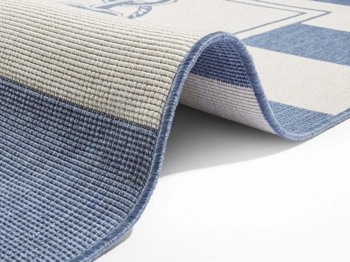 Omkeerbaar Binnen & Buitenkleed - Gandara Anker Blauw/Crème Omkeerbaar Binnen & Buitenkleed - Gandara Anker Blauw/Crème