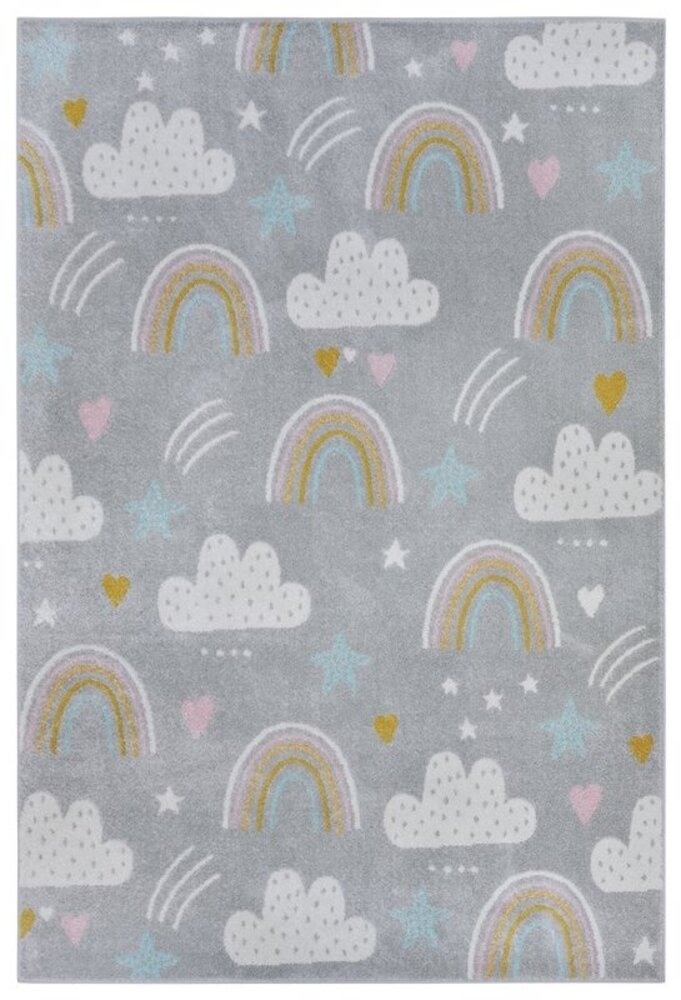 Kindervloerkleed - Adventures Regenboog En Wolken Grijs/Multicolor Kindervloerkleed - Adventures Regenboog En Wolken Grijs/Multicolor