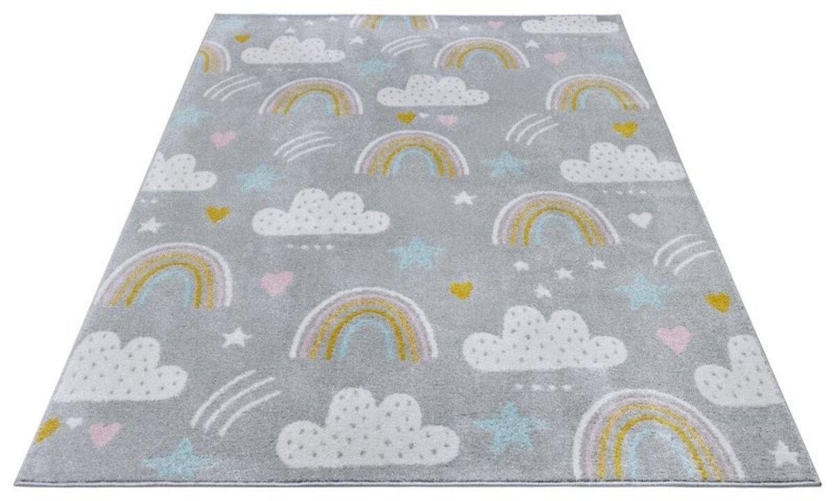 Kindervloerkleed - Adventures Regenboog En Wolken Grijs/Multicolor Kindervloerkleed - Adventures Regenboog En Wolken Grijs/Multicolor