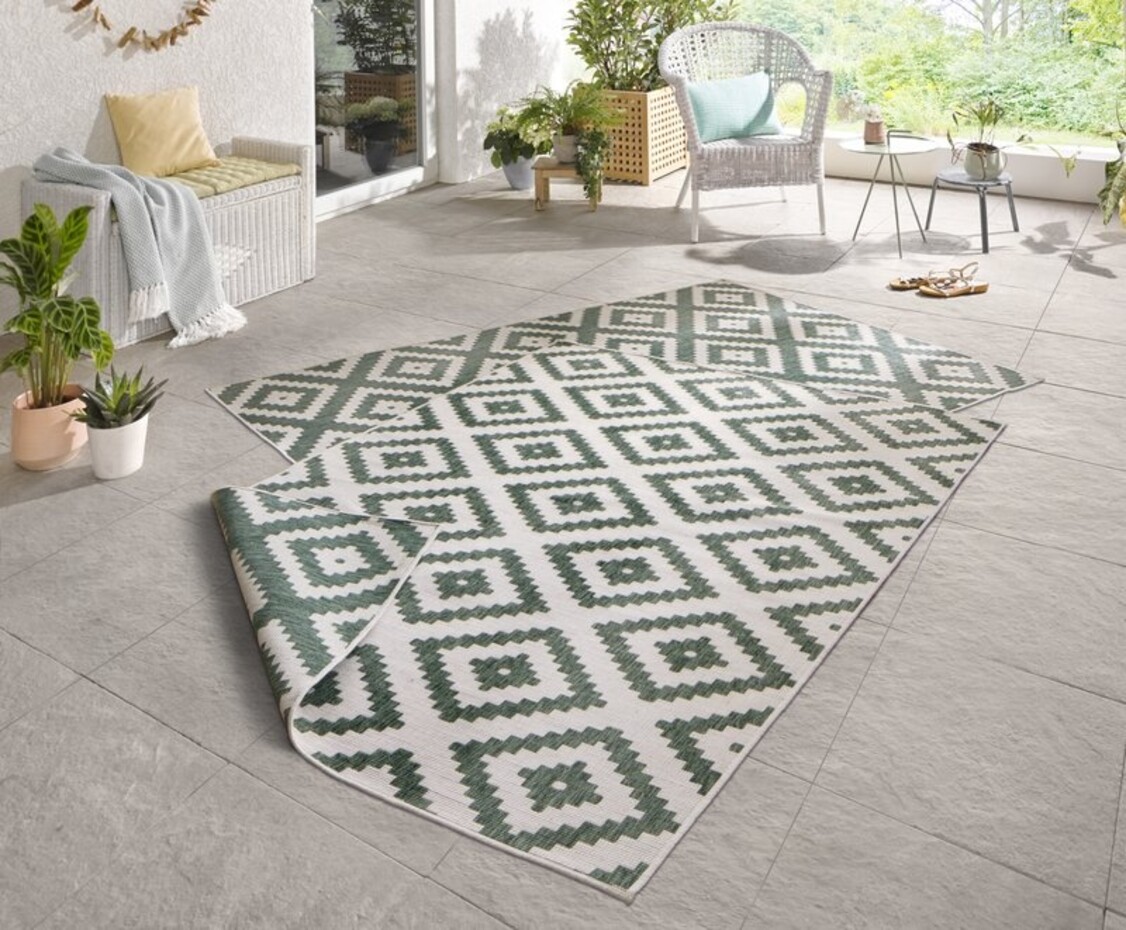 Binnen & Buiten Omkeerbaar vloerkleed - Malta Groen/Crème