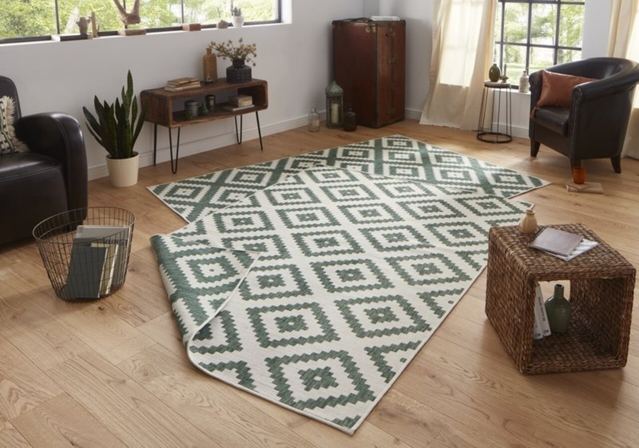 Binnen & Buiten Omkeerbaar vloerkleed - Malta Groen/Crème Binnen & Buiten Omkeerbaar vloerkleed - Malta Groen/Crème