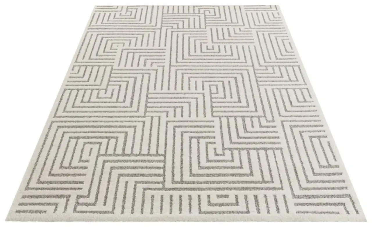 Elle Decoration - Modern Design vloerkleed - Zacht Laagpolig - 3D Effect - Crème / Grijs Elle Decoration - Modern Design vloerkleed - Zacht Laagpolig - 3D Effect - Crème / Grijs