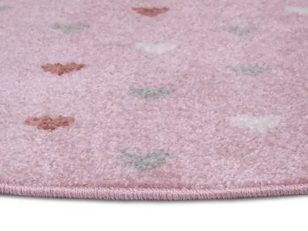 Rond Kindervloerkleed - Adventures Hartjes Roze
