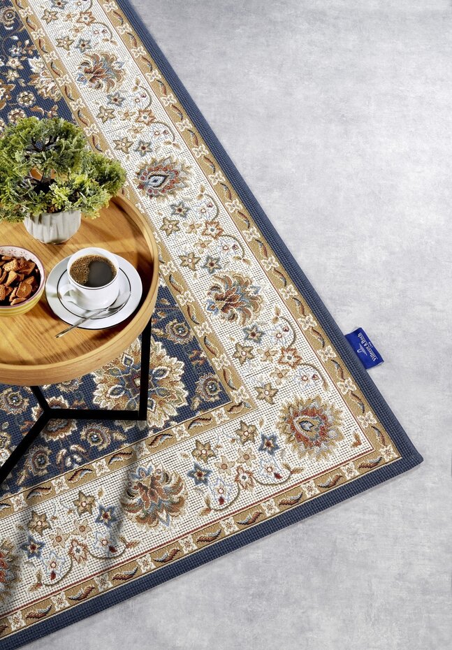 Vintage binnen- en buitenkleed - Nicolas Blauw/Crème Vintage binnen- en buitenkleed - Nicolas Blauw/Crème