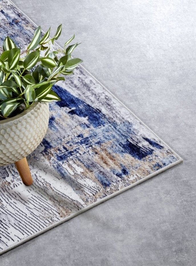 Elle Decoration - Imagination - Laagpolig vloerkleed - Malard - Blauw / Beige