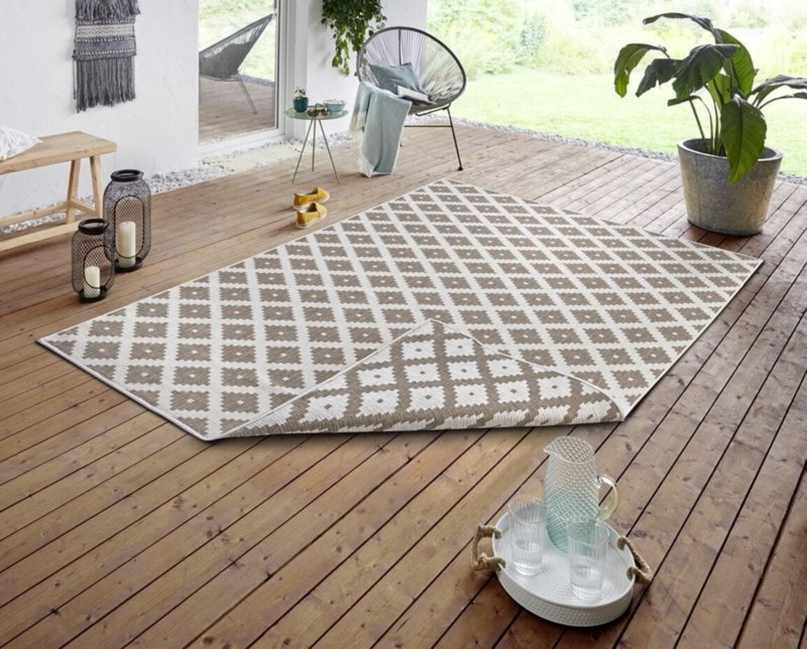 Binnen & Buiten Omkeerbaar vloerkleed - Nizza Beige/Crème Binnen & Buiten Omkeerbaar vloerkleed - Nizza Beige/Crème