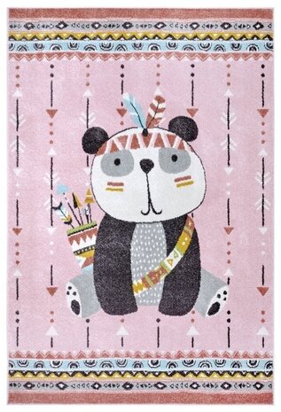 Kindervloerkleed - Adventures Panda Roze
