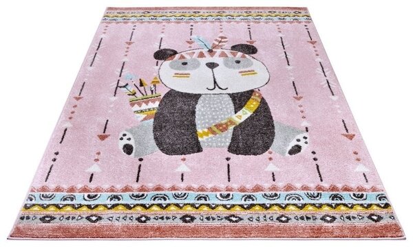 Kindervloerkleed - Adventures Panda Roze